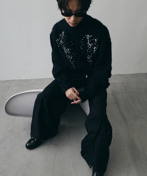 Shoowtime(ショウタイム)の「Pearl Double-Zip Cropped High-Neck Knit / パールモチーフダブルジップクロップドハイネックニット(ニット/セーター・メンズ・ブラック・X-LARGE/LARGE/MEDIUM)」の11枚目の写真