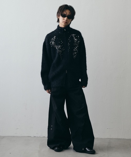 Shoowtime(ショウタイム)の「Pearl Double-Zip Cropped High-Neck Knit / パールモチーフダブルジップクロップドハイネックニット(ニット/セーター・メンズ・ブラック・X-LARGE/LARGE/MEDIUM)」の14枚目の写真