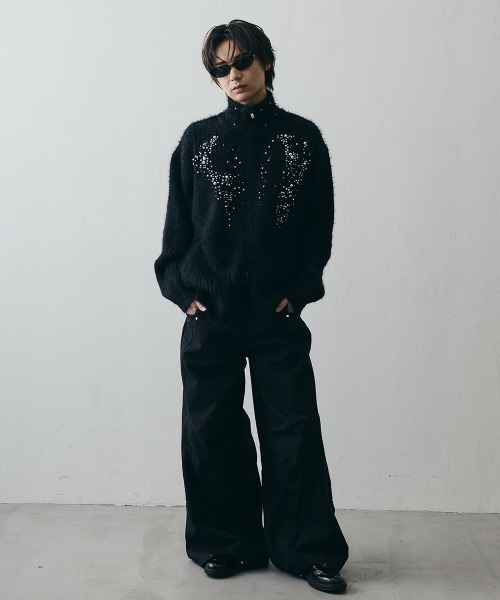Shoowtime(ショウタイム)の「Pearl Double-Zip Cropped High-Neck Knit / パールモチーフダブルジップクロップドハイネックニット(ニット/セーター・メンズ・ブラック・X-LARGE/LARGE/MEDIUM)」の15枚目の写真