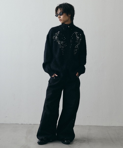 Shoowtime(ショウタイム)の「Pearl Double-Zip Cropped High-Neck Knit / パールモチーフダブルジップクロップドハイネックニット(ニット/セーター・メンズ・ブラック・X-LARGE/LARGE/MEDIUM)」の16枚目の写真