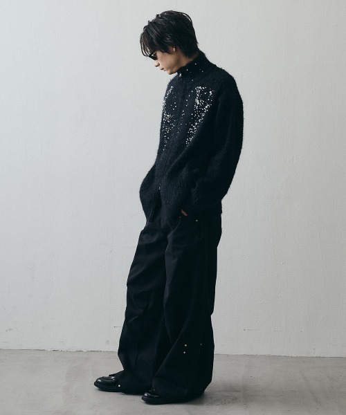 Shoowtime(ショウタイム)の「Pearl Double-Zip Cropped High-Neck Knit / パールモチーフダブルジップクロップドハイネックニット(ニット/セーター・メンズ・ブラック・X-LARGE/LARGE/MEDIUM)」の18枚目の写真