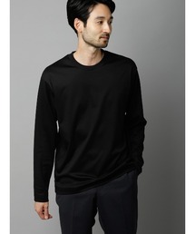 クルーネックTシャツ／長袖／ウォッシャブル／形態安定／シルケットスムースコットン／無地