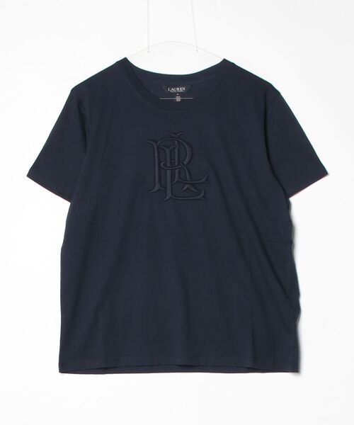 LAUREN RALPH LAUREN(ローレン ラルフ ローレン)の「エンブロイダリーロゴ コットン ジャージー Tシャツ(Tシャツ/カットソー・レディース・ネイビー系1・L/M/S)」の2枚目の写真
