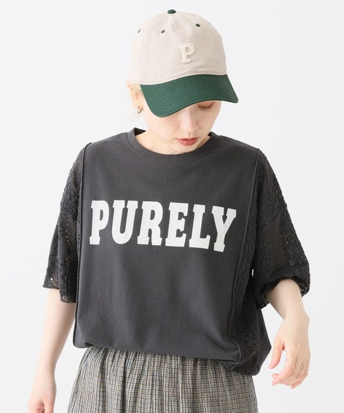 HEART MARKET(ハートマーケット)の「ロゴレース部分使いチュニック(Tシャツ/カットソー・レディース・グリーン/チャコール/ナチュラル・FREE)」の1枚目の写真