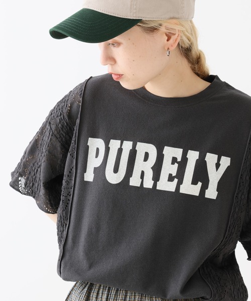 HEART MARKET(ハートマーケット)の「ロゴレース部分使いチュニック(Tシャツ/カットソー・レディース・グリーン/チャコール/ナチュラル・FREE)」の4枚目の写真