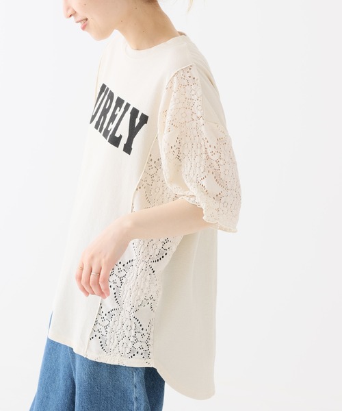 HEART MARKET(ハートマーケット)の「ロゴレース部分使いチュニック(Tシャツ/カットソー・レディース・グリーン/チャコール/ナチュラル・FREE)」の6枚目の写真
