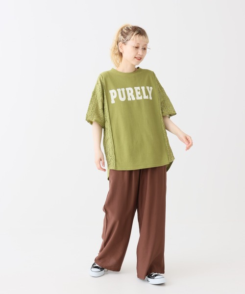 HEART MARKET(ハートマーケット)の「ロゴレース部分使いチュニック(Tシャツ/カットソー・レディース・グリーン/チャコール/ナチュラル・FREE)」の9枚目の写真