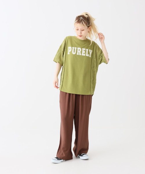 HEART MARKET(ハートマーケット)の「ロゴレース部分使いチュニック(Tシャツ/カットソー・レディース・グリーン/チャコール/ナチュラル・FREE)」の22枚目の写真