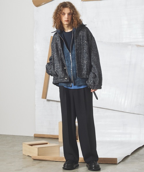MAISON SPECIAL(メゾンスペシャル)の「《UNISEX》ブッチャーファブリックプライムワイドワンタックスラックス/Butcher Fabric Prime-Wide One-tuck Slacks【MAISON SPECIAL/メゾンスペシャル】■セットアップ対応■(スラックス・メンズ・ブラック/ブラウン/パープル・0/2/1)」の7枚目の写真