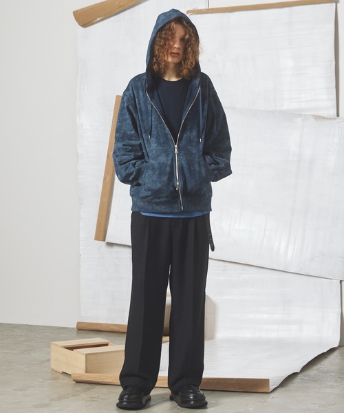 MAISON SPECIAL(メゾンスペシャル)の「《UNISEX》ブッチャーファブリックプライムワイドワンタックスラックス/Butcher Fabric Prime-Wide One-tuck Slacks【MAISON SPECIAL/メゾンスペシャル】■セットアップ対応■(スラックス・メンズ・ブラック/ブラウン/パープル・0/2/1)」の6枚目の写真