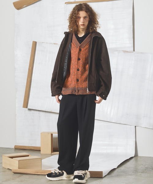 MAISON SPECIAL(メゾンスペシャル)の「《UNISEX》ブッチャーファブリックプライムワイドワンタックスラックス/Butcher Fabric Prime-Wide One-tuck Slacks【MAISON SPECIAL/メゾンスペシャル】■セットアップ対応■(スラックス・メンズ・ブラック/ブラウン/パープル・0/2/1)」の9枚目の写真