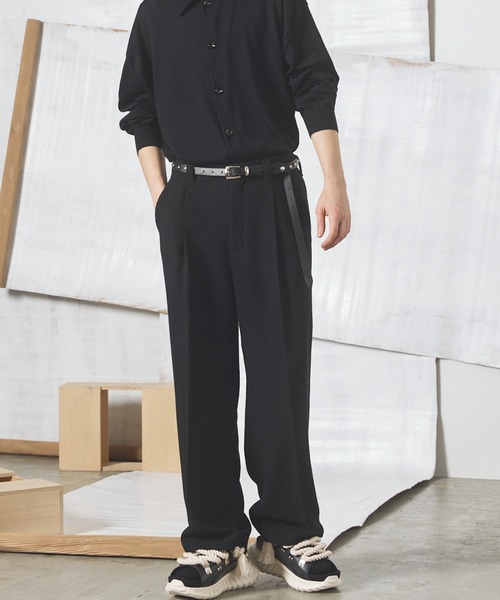 MAISON SPECIAL(メゾンスペシャル)の「《UNISEX》ブッチャーファブリックプライムワイドワンタックスラックス/Butcher Fabric Prime-Wide One-tuck Slacks【MAISON SPECIAL/メゾンスペシャル】■セットアップ対応■(スラックス・メンズ・ブラック/ブラウン/パープル・0/2/1)」の10枚目の写真