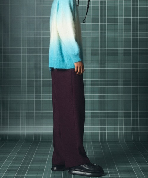 MAISON SPECIAL(メゾンスペシャル)の「《UNISEX》ブッチャーファブリックプライムワイドワンタックスラックス/Butcher Fabric Prime-Wide One-tuck Slacks【MAISON SPECIAL/メゾンスペシャル】■セットアップ対応■(スラックス・メンズ・ブラック/ブラウン/パープル・0/2/1)」の21枚目の写真