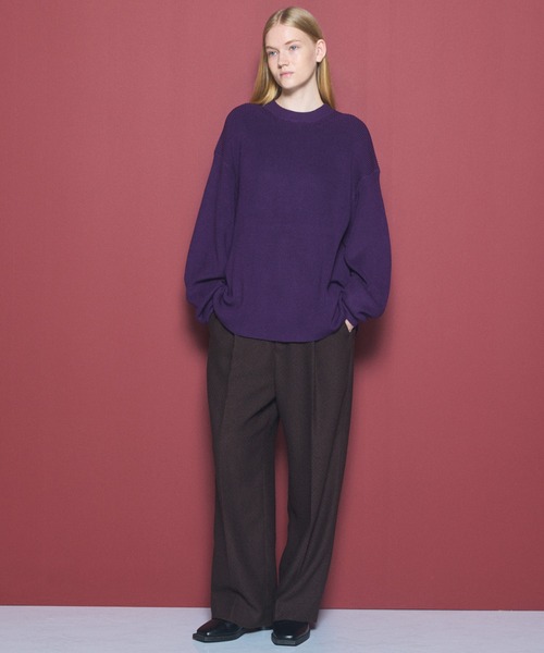 MAISON SPECIAL(メゾンスペシャル)の「《UNISEX》ブッチャーファブリックプライムワイドワンタックスラックス/Butcher Fabric Prime-Wide One-tuck Slacks【MAISON SPECIAL/メゾンスペシャル】■セットアップ対応■(スラックス・メンズ・ブラック/ブラウン/パープル・0/2/1)」の16枚目の写真