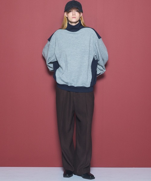 MAISON SPECIAL(メゾンスペシャル)の「《UNISEX》ブッチャーファブリックプライムワイドワンタックスラックス/Butcher Fabric Prime-Wide One-tuck Slacks【MAISON SPECIAL/メゾンスペシャル】■セットアップ対応■(スラックス・メンズ・ブラック/ブラウン/パープル・0/2/1)」の18枚目の写真