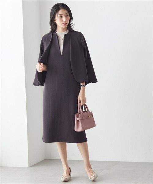 7days Life Styling（セブンデイズライフスタイリング）の「ダブルフェイスラウンドノーカラーショートジャケット（カバーオール・レディース・ブラック/チャコール・L/M/LL/3L）」の5枚目の写真