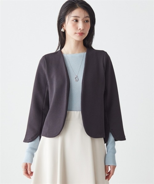 7days Life Styling（セブンデイズライフスタイリング）の「ダブルフェイスラウンドノーカラーショートジャケット（カバーオール・レディース・ブラック/チャコール・L/M/LL/3L）」の8枚目の写真