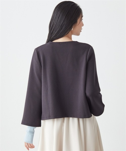 7days Life Styling（セブンデイズライフスタイリング）の「ダブルフェイスラウンドノーカラーショートジャケット（カバーオール・レディース・ブラック/チャコール・L/M/LL/3L）」の10枚目の写真