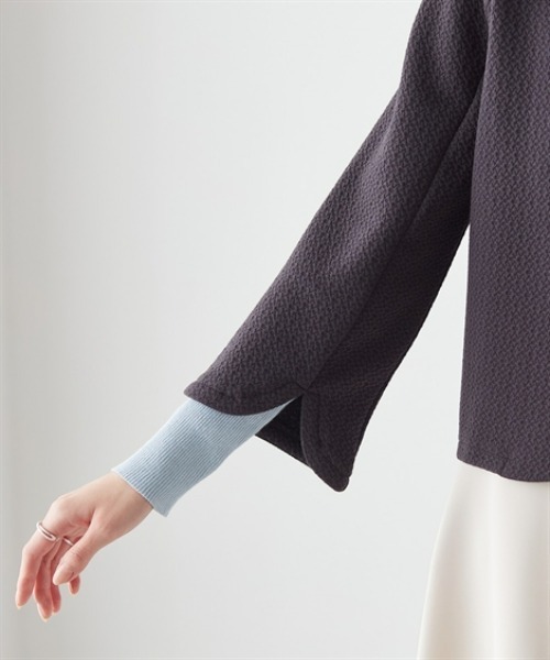 7days Life Styling（セブンデイズライフスタイリング）の「ダブルフェイスラウンドノーカラーショートジャケット（カバーオール・レディース・ブラック/チャコール・L/M/LL/3L）」の12枚目の写真
