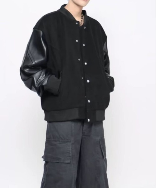 DOUBLE STEAL（ダブルスティール）の「DSフェイクレザースリーブスタジャン（スタジャン・メンズ・ブラック・X-LARGE/LARGE/MEDIUM）」の3枚目の写真