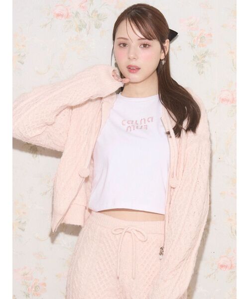 CALNAMUR(カルナムール)の「ファンシーニットパーカー(パーカー・レディース・グレー/ピンク/アイボリー・FREE)」の3枚目の写真