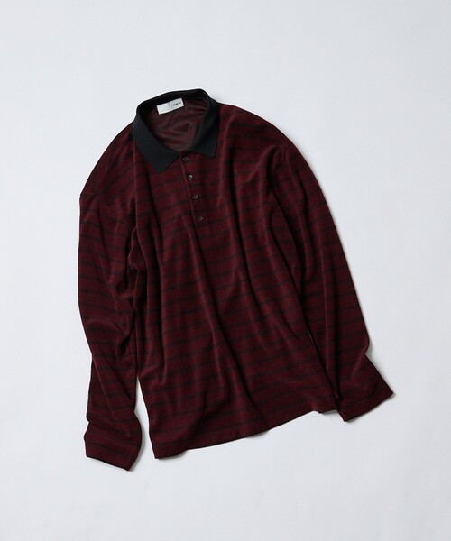 NOMINE(ノミネ)の「パイル カットソー ポロ|配色 ロングスリーブ(Tシャツ/カットソー・レディース・ダークネイビー/グレー/ボルドー・フリー)」の3枚目の写真