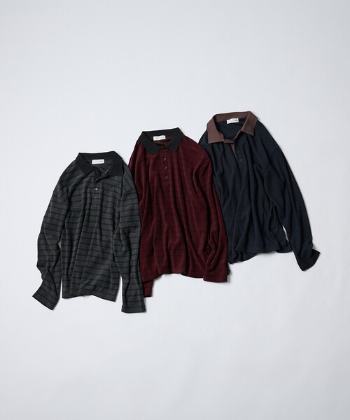 NOMINE(ノミネ)の「パイル カットソー ポロ|配色 ロングスリーブ(Tシャツ/カットソー・レディース・ダークネイビー/グレー/ボルドー・フリー)」の12枚目の写真