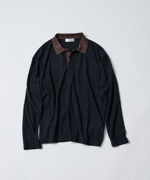 NOMINE(ノミネ)の「パイル カットソー ポロ|配色 ロングスリーブ(Tシャツ/カットソー・レディース・ダークネイビー/グレー/ボルドー・フリー)」の14枚目の写真
