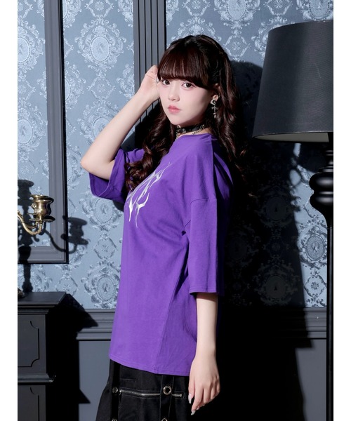 NOEMIE(ノエミー)の「バックボーンバックプリントユニセックスTシャツ(Tシャツ/カットソー・レディース・ブラック/パープル/オフホワイト・M)」の5枚目の写真