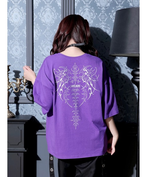 NOEMIE(ノエミー)の「バックボーンバックプリントユニセックスTシャツ(Tシャツ/カットソー・レディース・ブラック/パープル/オフホワイト・M)」の6枚目の写真