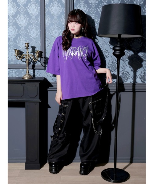 NOEMIE(ノエミー)の「バックボーンバックプリントユニセックスTシャツ(Tシャツ/カットソー・レディース・ブラック/パープル/オフホワイト・M)」の7枚目の写真