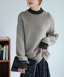 リブ切り替え配色ゆるニット