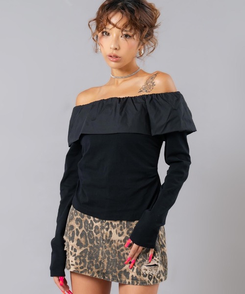 ANAP(アナップ)の「ギャザーオフショルトップス(Tシャツ/カットソー・レディース・カーキ/ホワイト/ブラック・F)」の19枚目の写真
