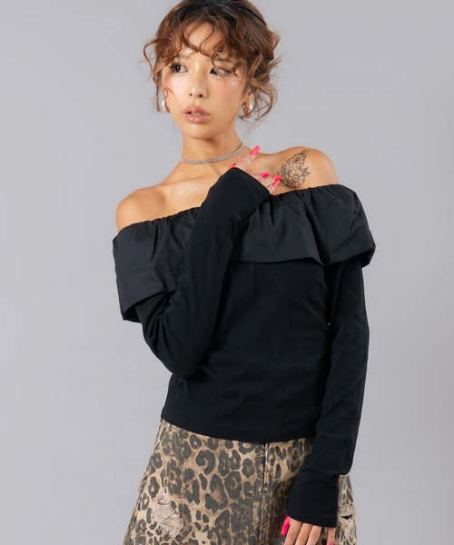 ANAP(アナップ)の「ギャザーオフショルトップス(Tシャツ/カットソー・レディース・カーキ/ホワイト/ブラック・F)」の20枚目の写真