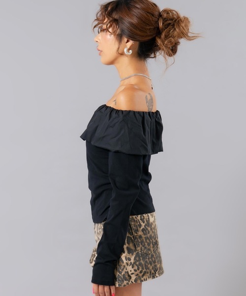 ANAP(アナップ)の「ギャザーオフショルトップス(Tシャツ/カットソー・レディース・カーキ/ホワイト/ブラック・F)」の22枚目の写真