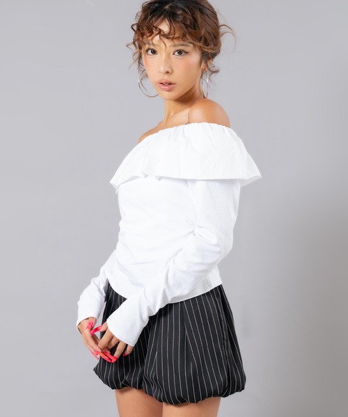 ANAP(アナップ)の「ギャザーオフショルトップス(Tシャツ/カットソー・レディース・カーキ/ホワイト/ブラック・F)」の13枚目の写真