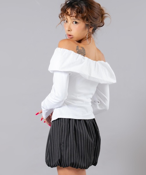 ANAP(アナップ)の「ギャザーオフショルトップス(Tシャツ/カットソー・レディース・カーキ/ホワイト/ブラック・F)」の14枚目の写真