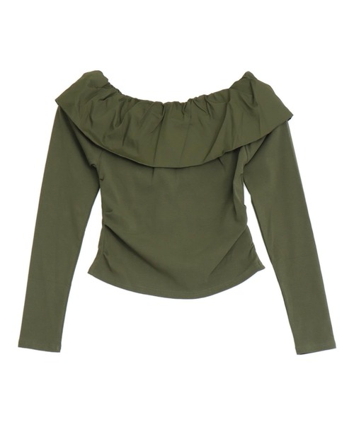 ANAP(アナップ)の「ギャザーオフショルトップス(Tシャツ/カットソー・レディース・カーキ/ホワイト/ブラック・F)」の9枚目の写真