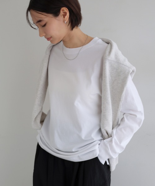 ANME(アンメ)の「ベーシック長袖Tシャツ(Tシャツ/カットソー・レディース・オフホワイト/オートミール・L/M)」の1枚目の写真