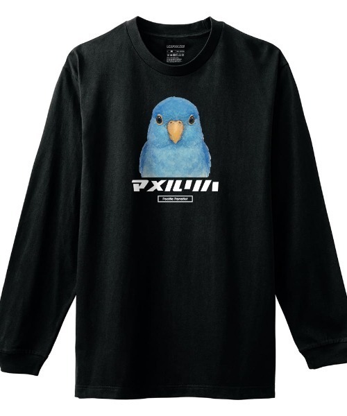 Moftique(モフティック)の「Moftique(モフティック) 長袖Tシャツ マメルリハ インコ 鳥 ペット アニマル プリント 袖リブ ロンT トップス メンズ ユニセックス(Tシャツ/カットソー・メンズ・ホワイト/ブラック・M/L/XL)」の1枚目の写真