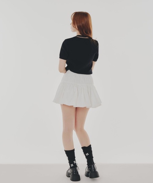 amuiil(アムイル)の「Short Sleeve Knit with Neck ribbon(ニット/セーター・レディース・ブルー/アイボリー/ブラック/ホワイト・FREE)」の8枚目の写真