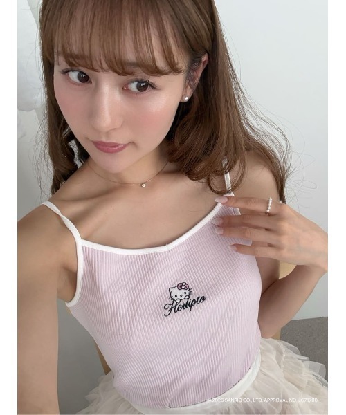 Her lip to（ハーリップトゥー）の「HLT x Hello Kitty Embroidered Camisole（キャミソール・レディース・ローズ・S/M）」の4枚目の写真