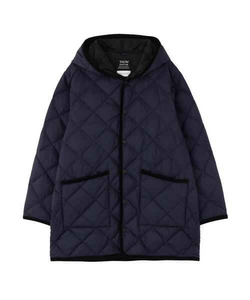 TAION(タイオン)の「◆【TAIONコラボ】パイピングフードダウンコート(ブルゾン・レディース・ネイビー/ベージュ・MEDIUM)」の14枚目の写真