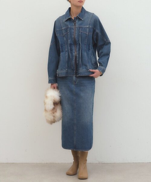 LOUNGEDRESS（ラウンジドレス）の「《セットアップ可/着映え》デニムペプラムジャケット（デニムジャケット・レディース・ブルー・FREE）」の3枚目の写真
