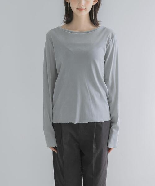 URBAN RESEARCH ROSSO WOMEN(アーバンリサーチ ロッソ)の「シアーベロアバックシームカットソー(Tシャツ/カットソー・レディース・チャコールグレー/ブルー系その他/オフホワイト/ブラウン・FREE)」の5枚目の写真