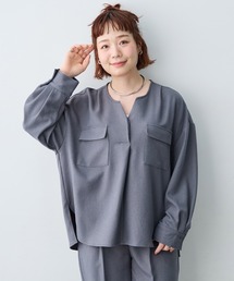 anyfee（エニフィー）の「【anyfee/大きいサイズ】ウーリッシュダブルポケットスキッパーシャツ/イージーケア《セットアップ対応/上下別売り》（シャツ/ブラウス）」