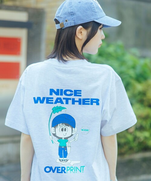 【本日限り／試着のみ】NICENICE MOMENT オフショルダーカットソー 別注】＜over print × なえなの＞プリント Tシャツ/ZERO ZERO HERO/LT