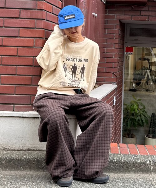 CIAOPANIC TYPY(チャオパニックティピー)の「【UNISEX】カットメルトンチェックカーブパンツ(その他パンツ・レディース・ネイビー/ブラウン・MEDIUM/LARGE)」の18枚目の写真