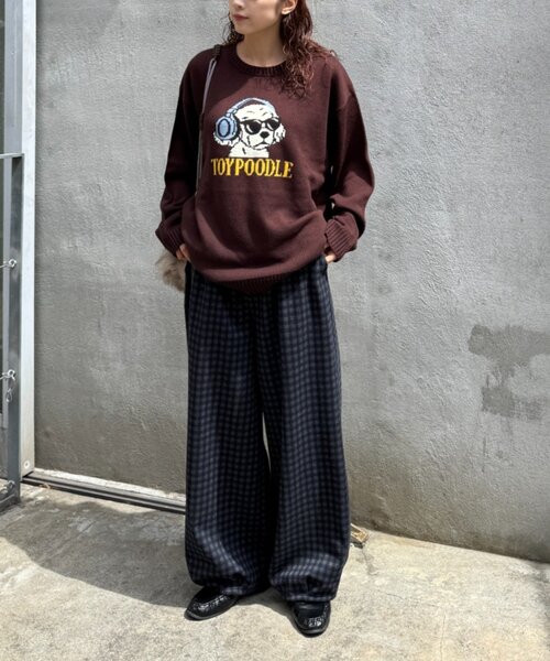 CIAOPANIC TYPY(チャオパニックティピー)の「【UNISEX】カットメルトンチェックカーブパンツ(その他パンツ・レディース・ネイビー/ブラウン・MEDIUM/LARGE)」の12枚目の写真