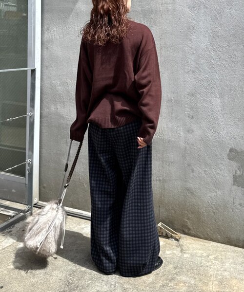 CIAOPANIC TYPY(チャオパニックティピー)の「【UNISEX】カットメルトンチェックカーブパンツ(その他パンツ・レディース・ネイビー/ブラウン・MEDIUM/LARGE)」の14枚目の写真